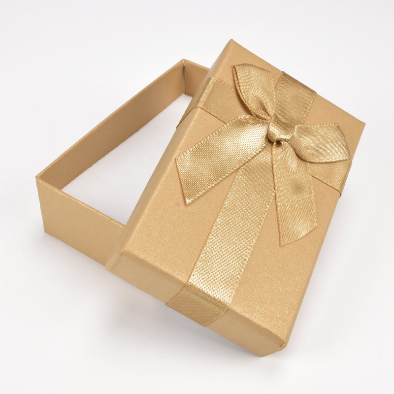 Подарункова коробочка Прямокутна з бантиком, 8х5х2,5 см, Бежева (UPK-057113)