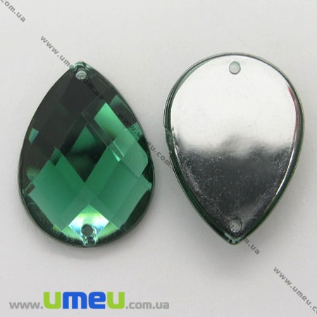 Пришивний кристал пласт. Крапля гранована, 21х15 мм, Зелений (KAB-005242)