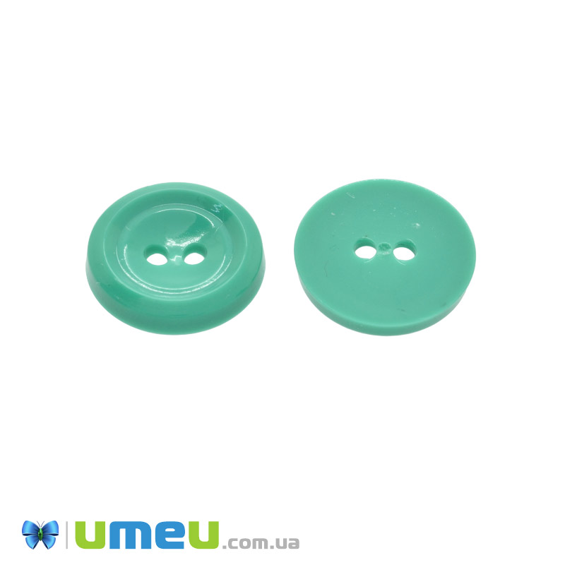Гудзик пластиковий Круглий, 17,5 мм, Бірюзовий (PUG-047918)