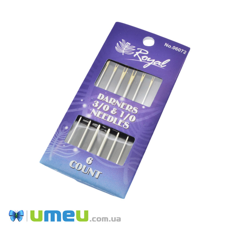Набір голок штопальних із золотим вушком Royal, №3/0 та 1/0, 6 шт (UPK-043379)