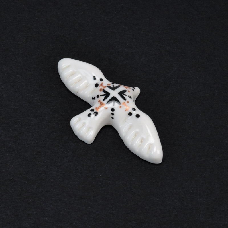 Підвіска-намистина Горлиця з полімерної глини, 39х21 мм, З малюнком (POD-059386)