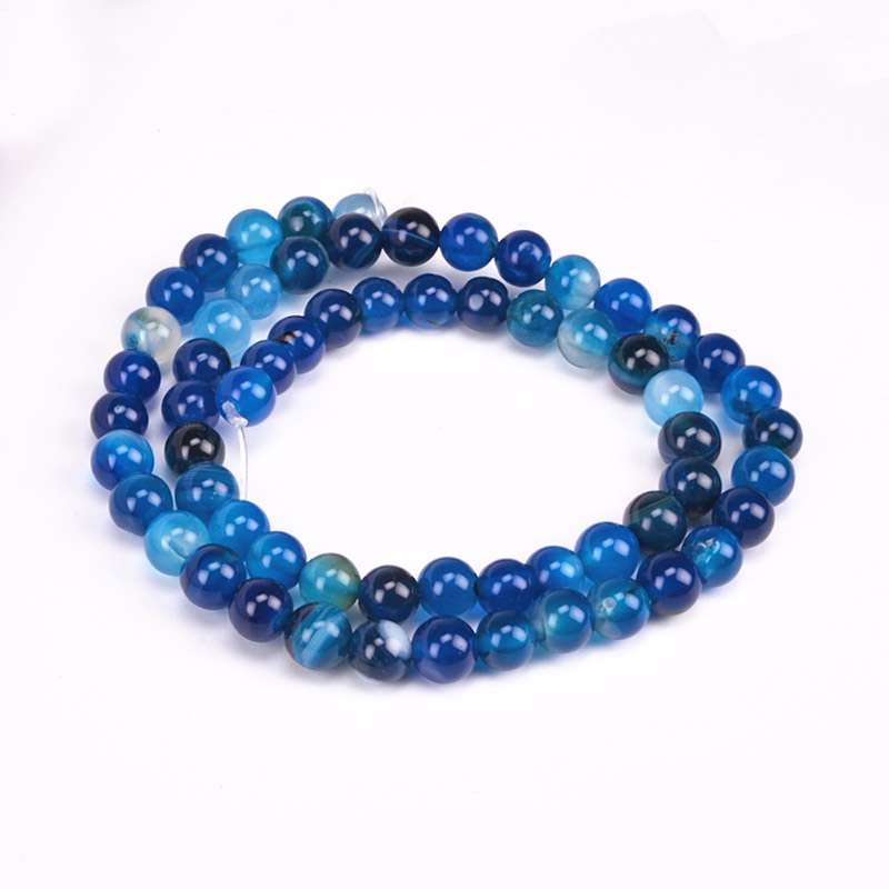 Намистини Агат синій, Натур. камінь, 6 мм, Круглі (BUS-051706)