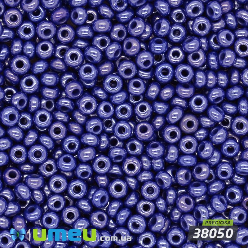 Бісер чеський №873/38050, Синій, Перламутровий, 10/0 (BIS-047758)