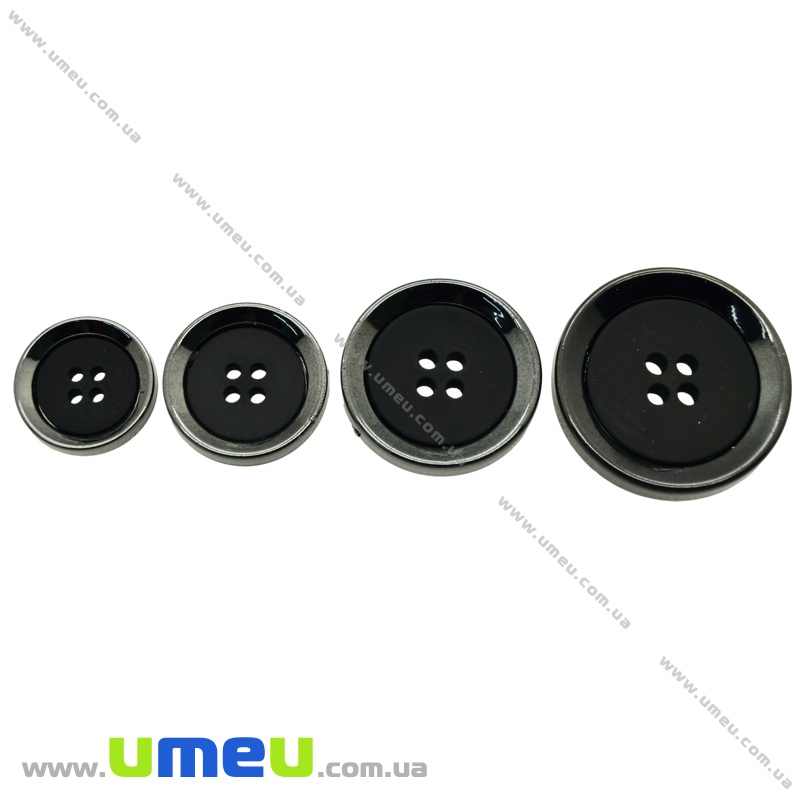Гудзик пластиковий Круглий матовий, 21,5 мм, Чорний (PUG-021400)