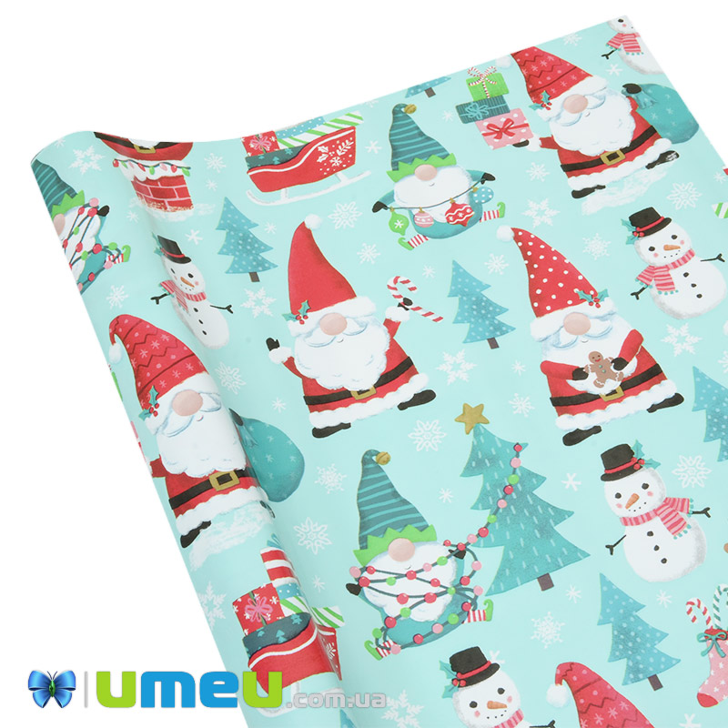 Пакувальний папір Новорічний, Бірюзовий, 70х100 см (UPK-043255)