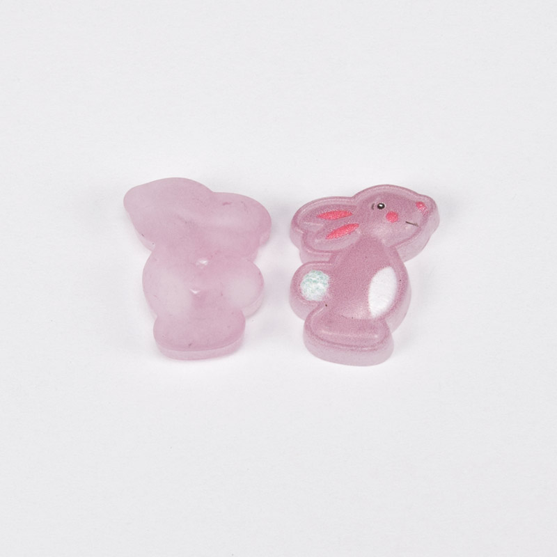 Кабошоны пластиковые, Зайчики, 24х17 мм, Розовые (KAB-060897)