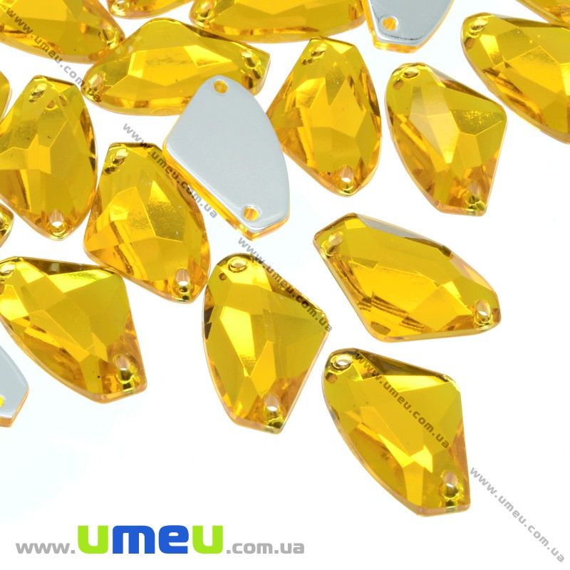 Пришивний кристал пласт. Трикутник гранований, 17х10 мм, Помаранчевий (KAB-012206)