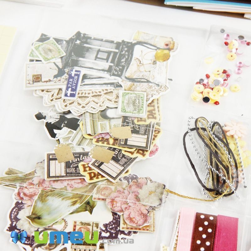 Набір скрапбукінгу для виготовлення 6-ти міні-листівок з конвертами (DIF-032801)