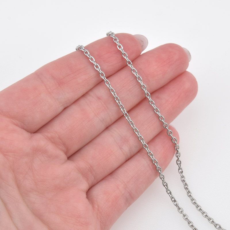 Ланцюг з нержавіючої сталі, 2 мм, Темне срібло (ZEP-058382)