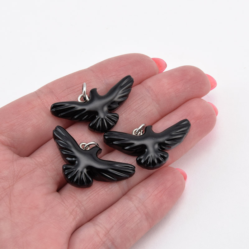 Підвіска Горлиця з полімерної глини, 30х16 мм, Чорна (POD-058985)