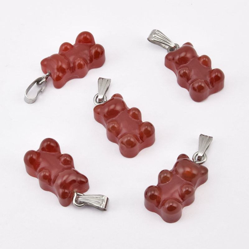 Підвіска Ведмедик, Натур. камінь Сердолік, 22х11х7 мм (POD-058661)