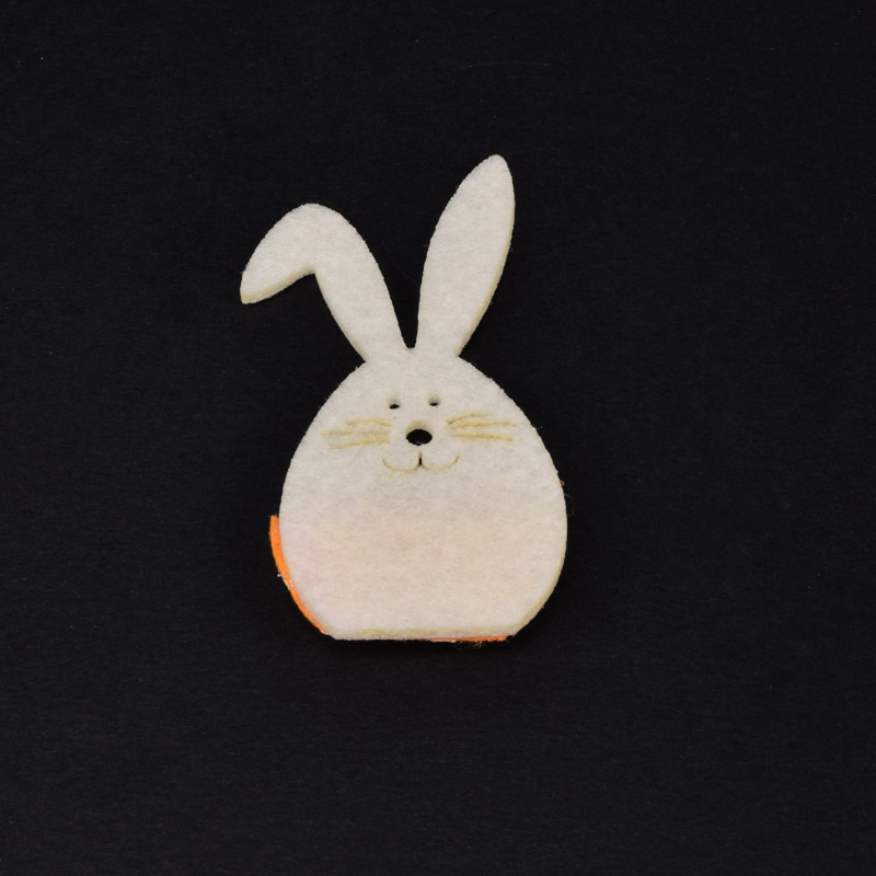 Декоративний виріб із фетру Кролик з бантиком, 7х4 см, Помаранчевий (FLT-057287)