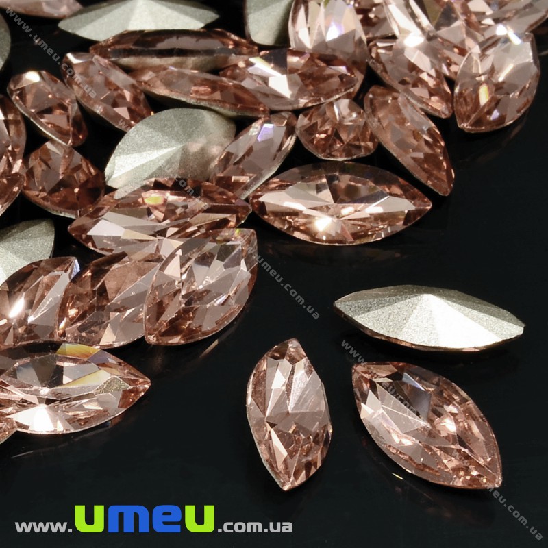 Ріволі скляний, Човник гранований, 15х7 мм, Шампань (KAB-022000)