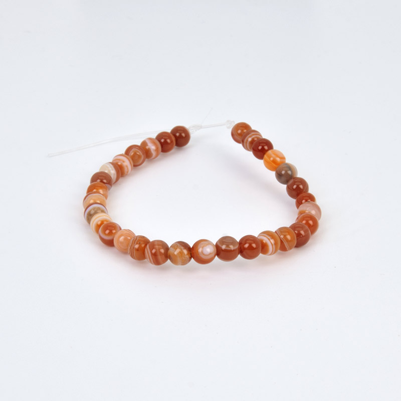 Намистини Агат червоний, Натур. камінь, 6 мм, Круглі, 18 см (BUS-058041)