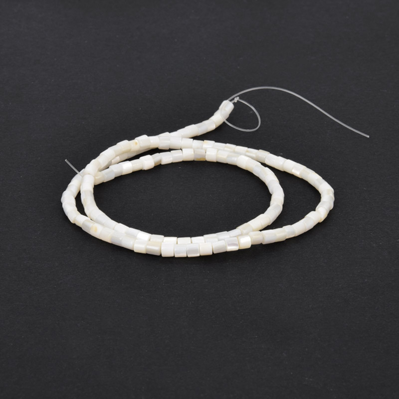 Намистини Перламутр білий, Натур. камінь, 3х3 мм, Бочонок (BUS-058125)