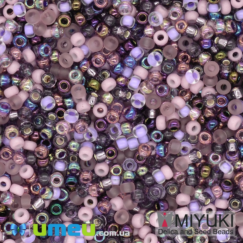 Бісер японський Miyuki круглий RR 11/0 №MIX01, Мікс бузковий (BIS-038824)