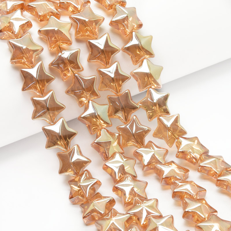 Намистини скляні, Зірка, 13х7 мм, Помаранчеві (BUS-057501)