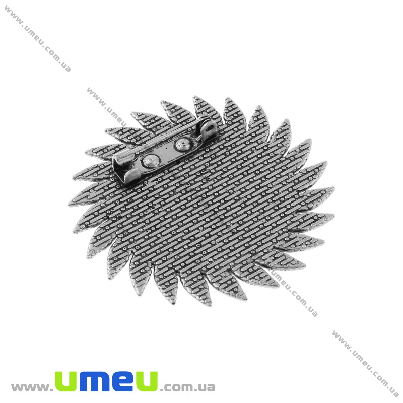 Основа для брошки під кабошон 30 мм, 45 мм, Античне срібло (OSN-019993)