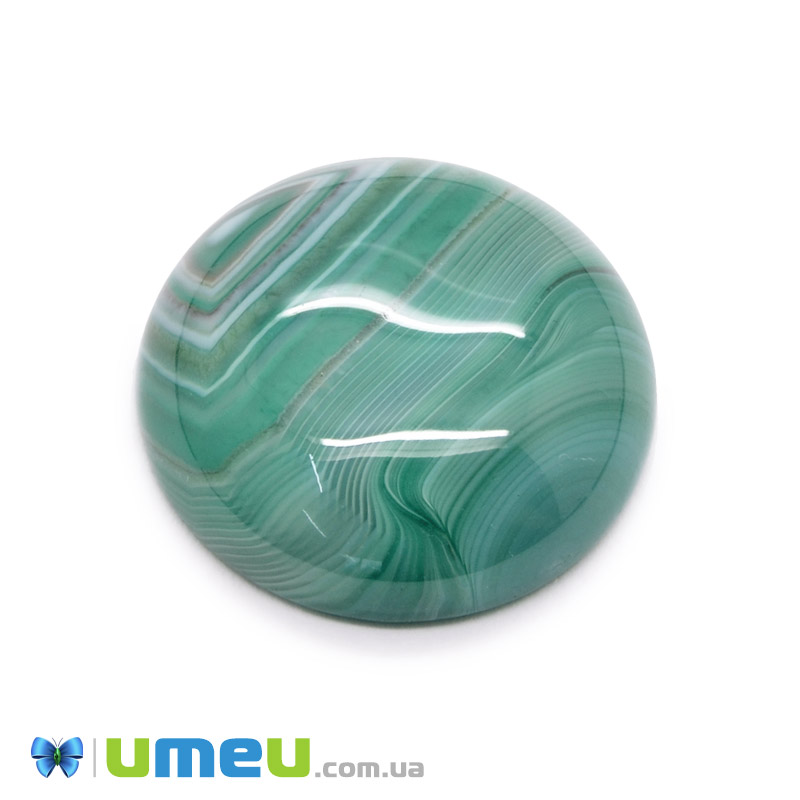 Кабошон нат. камінь Агат зелений, Круглий, 20,5 мм (KAB-049968)