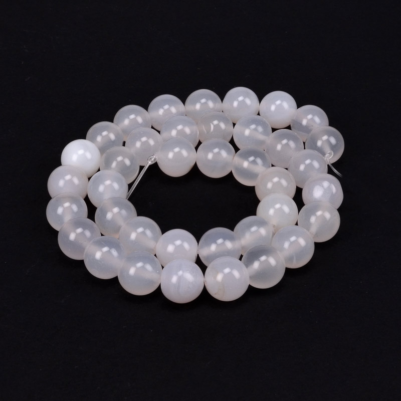 Бусины Агат белый, Натур. камень, 10 мм, Круглые (BUS-051639)