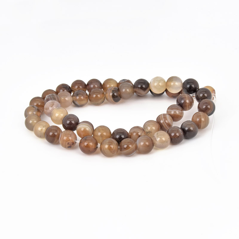 Намистини Агат коричневий, Натур. камінь, 8 мм, Круглі (BUS-058075)