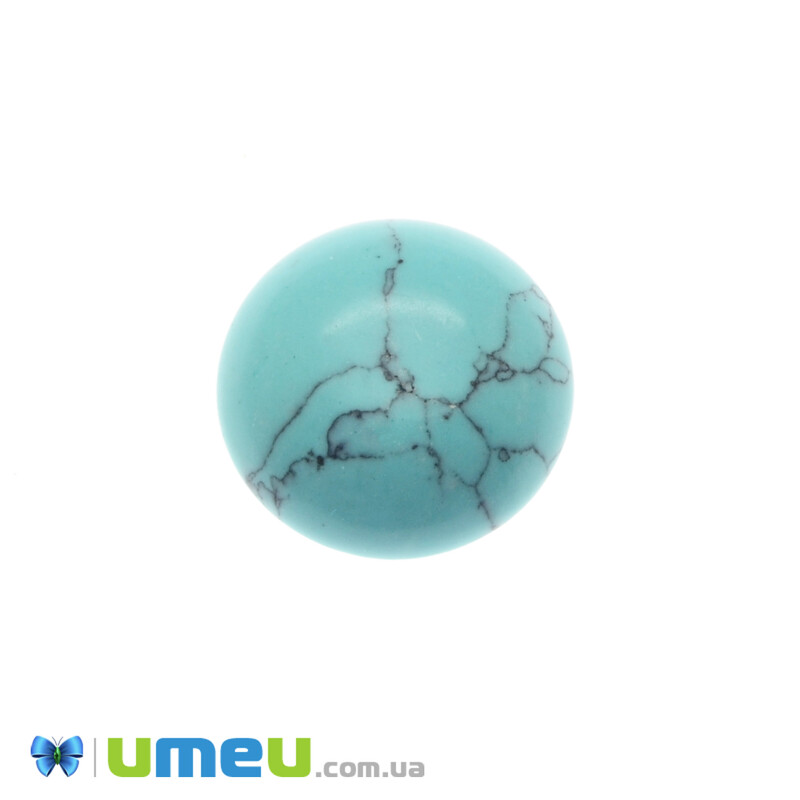 Кабошон нат. камінь Бірюза (син.), Круглий, 14 мм (KAB-042802)