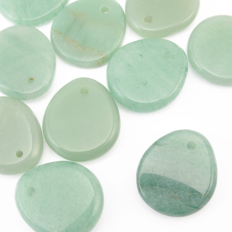 Підвіска Крапля плоска, Натур. камінь Авантюрин зелений, 28х25 мм (POD-058645)