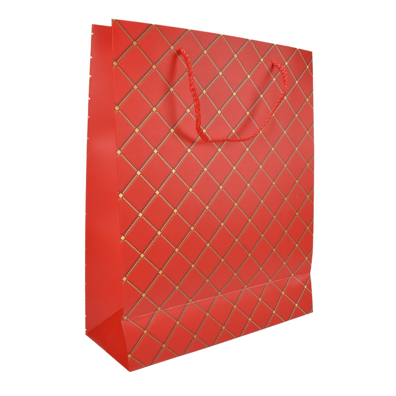 Подарочный пакет Ромбы, 32х26 см, Красный (UPK-056804)