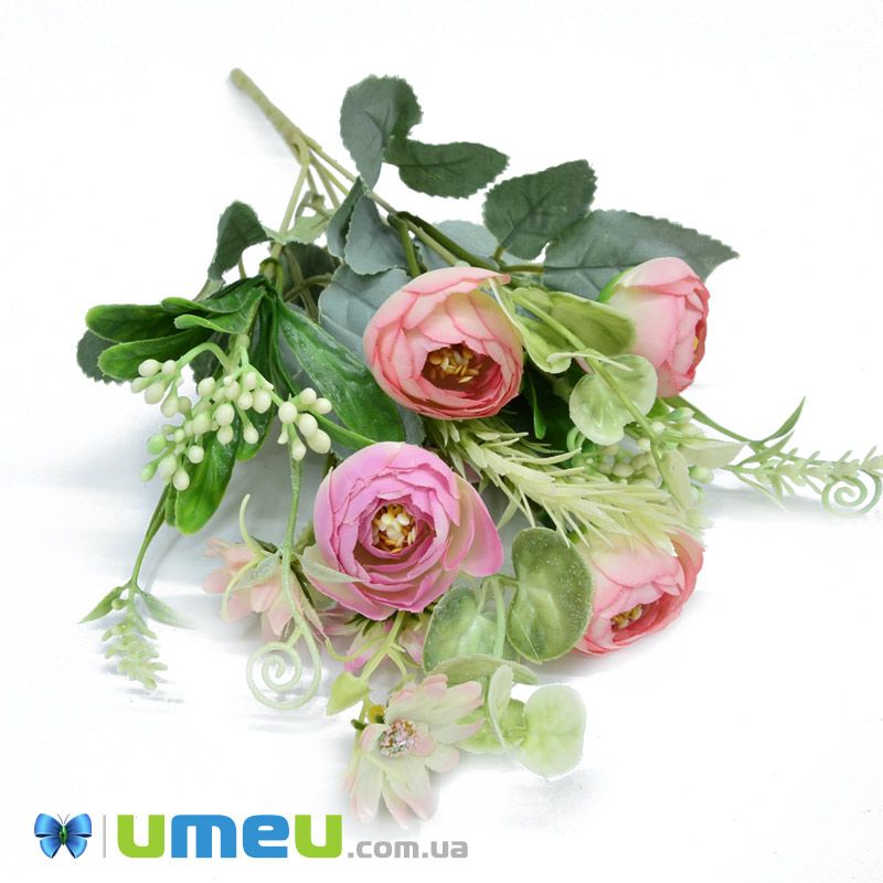 Букет півонії з ромашками, 34 см, Рожевий (DIF-045792)