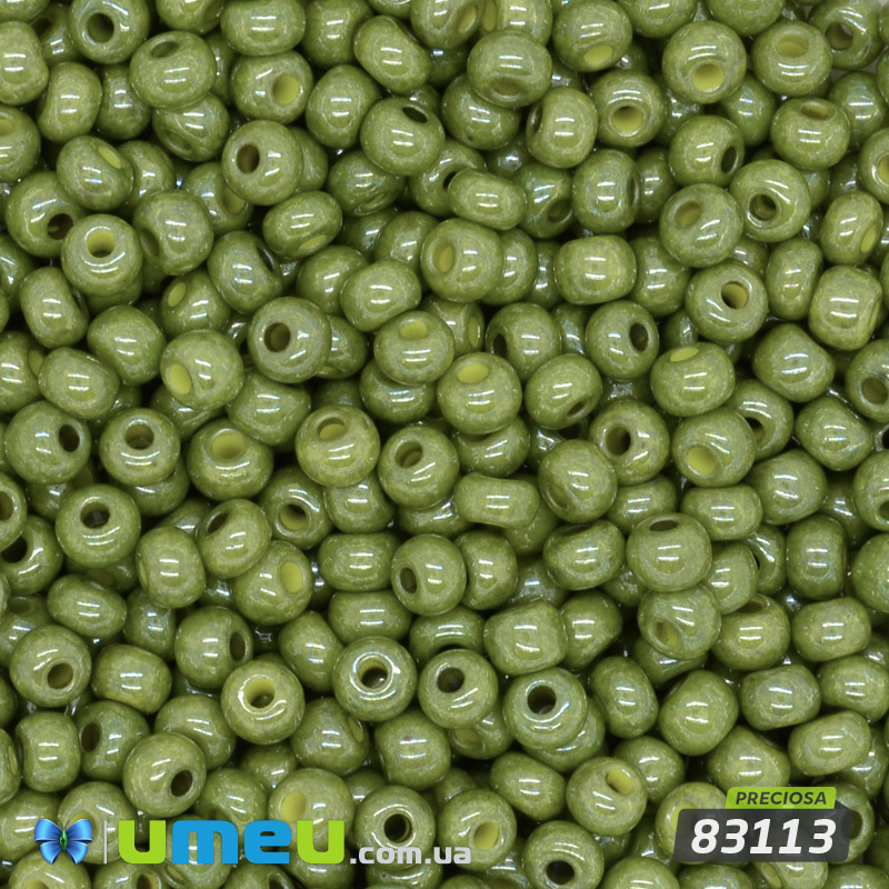 Бісер чеський 8/0, №83113, Оливковий, Перламутровий (BIS-044873)