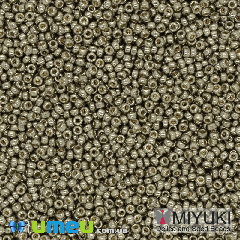 Бісер японський Miyuki круглий RR 15/0 №4221, Duracoat Galvanized, Сріблястий т. (BIS-040557)
