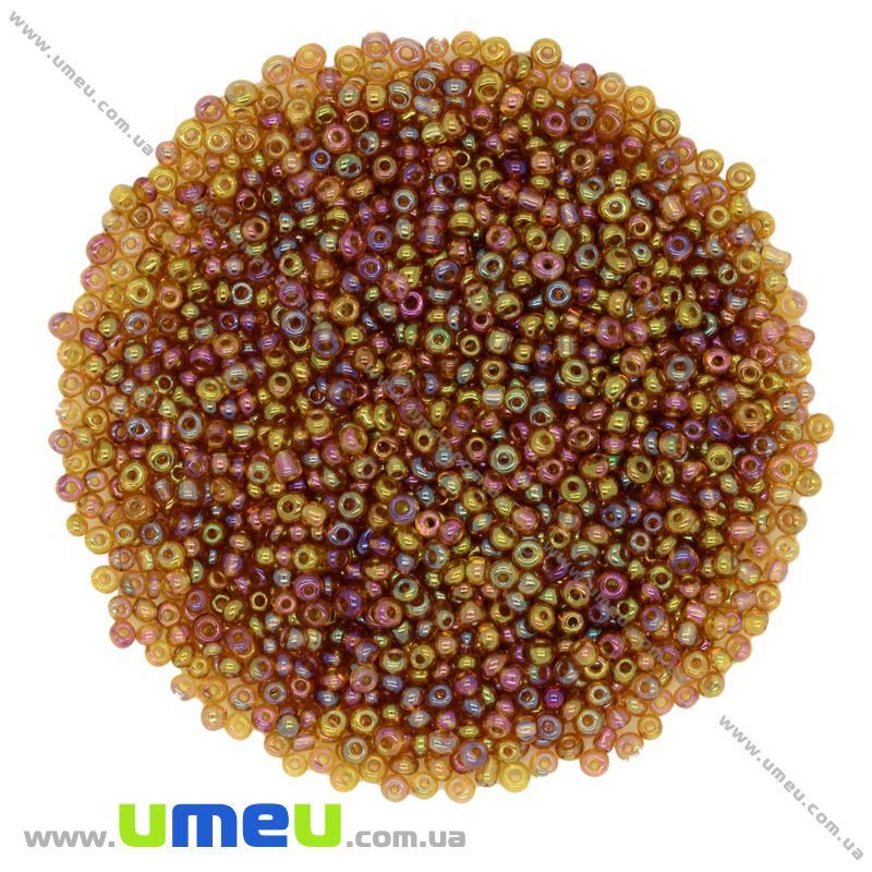 Бісер китайський дрібний, 12/0, Коричневий АВ прозорий, 2 мм (BIS-009092)