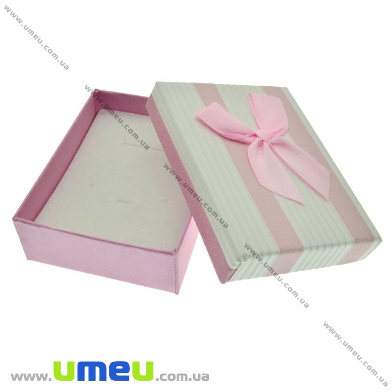 Подарункова коробочка Прямокутна в смужку, 9х7х3 см, Рожева (UPK-023151)