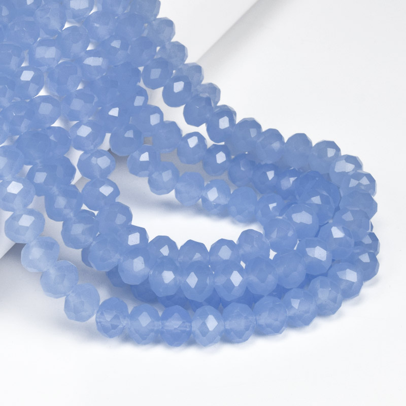 Намистини ронделі, 8х6 мм, Блакитні (імітація нефриту) (BUS-057136)