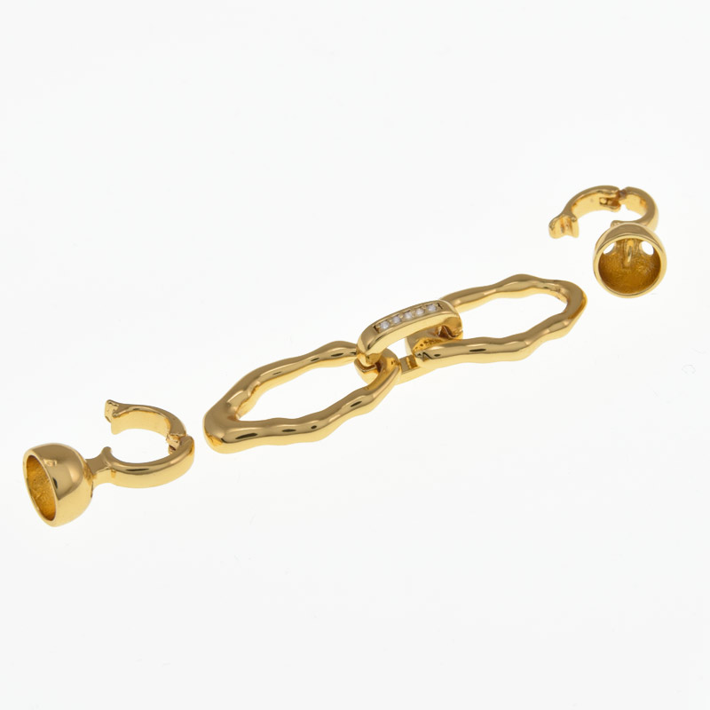 Застёжка, 60х10 мм, Латунь с покрытием 18 kt, Куб. цирконий (ZAM-058483)