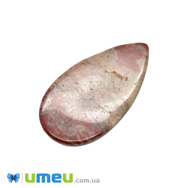 Кабошон нат. камінь Яшма червона (2 сорт), Крапля, 27,4 х15 мм (KAB-050650)