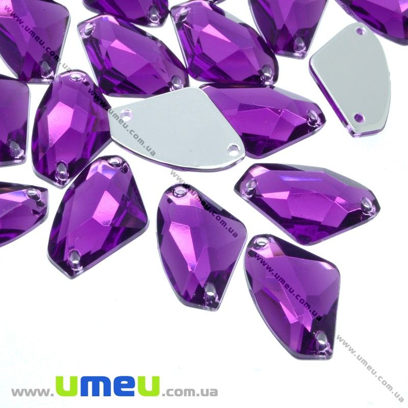 Пришивний кристал пласт. Трикутник гранований, 17х10 мм, Фіолетовий (KAB-012204)