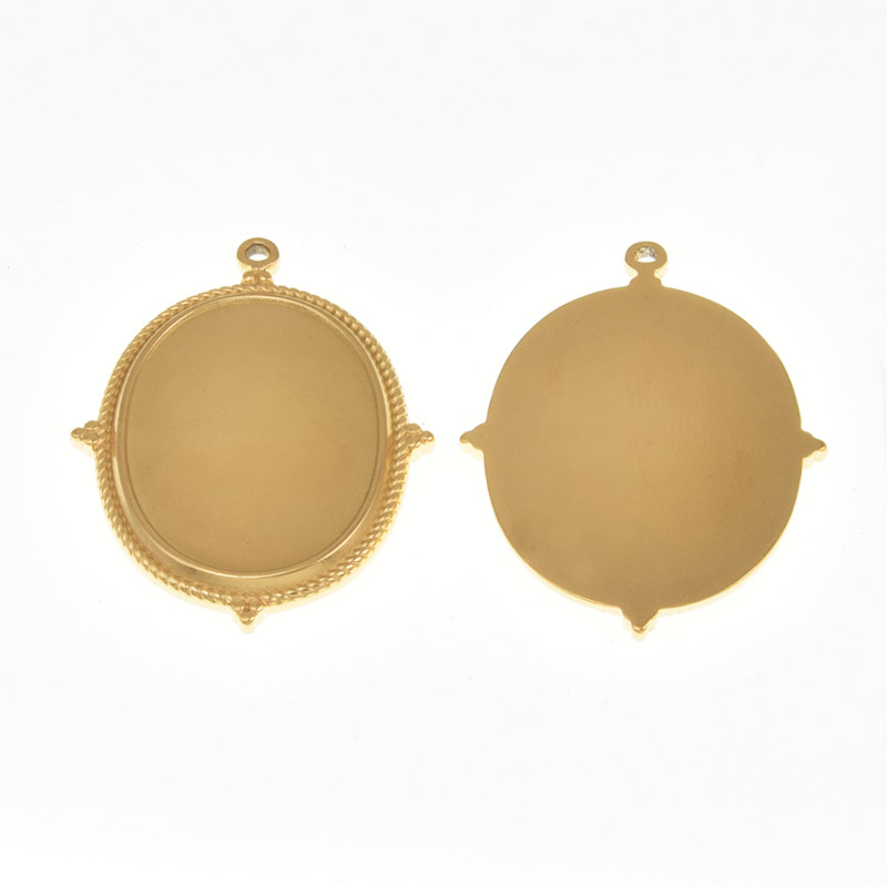 Основа овальна з нерж. сталі, 36,5х26,5 мм, 25х18 мм, Покриття 18 kt (STL-059504)