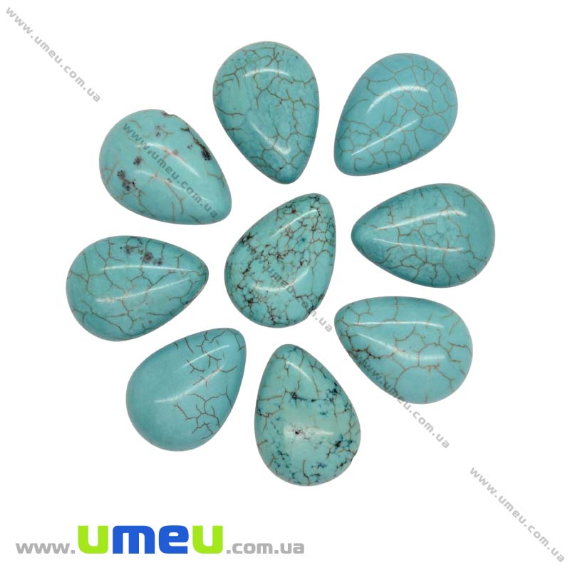 Кабошон нат. камінь Бірюза (син.), Крапля, 25х18 мм (KAB-012672)
