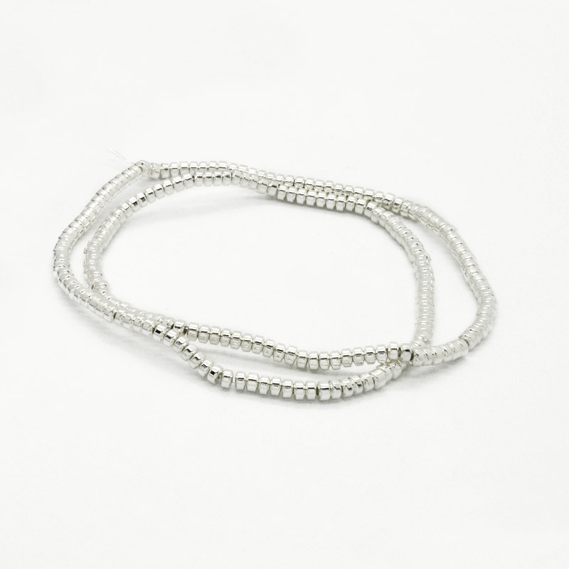 Намистини Гематит, Нат. камінь, Круглі плоскі, 3х2 мм, З покриттям, Сріблясті (BUS-054003)