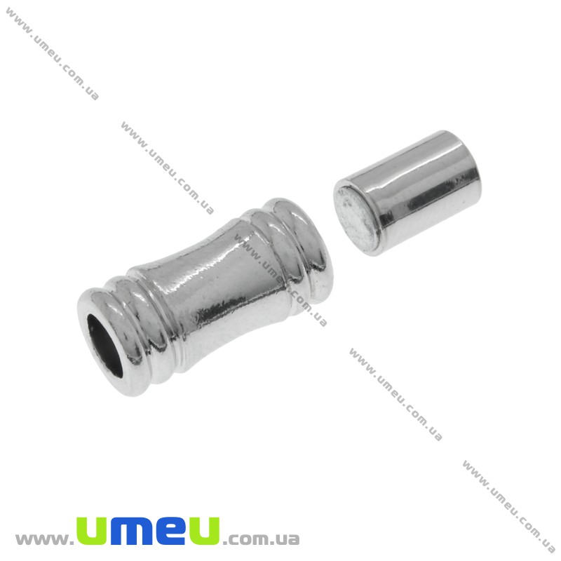 Замок магнитный для вклеивания шнура, Темное серебро, 22х10 мм (ZAM-013556)