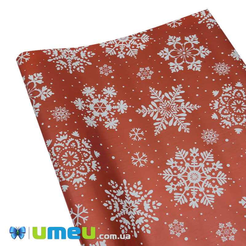 Пакувальний папір Новорічний фольгований, Червоний, 70х70 см (UPK-043266)
