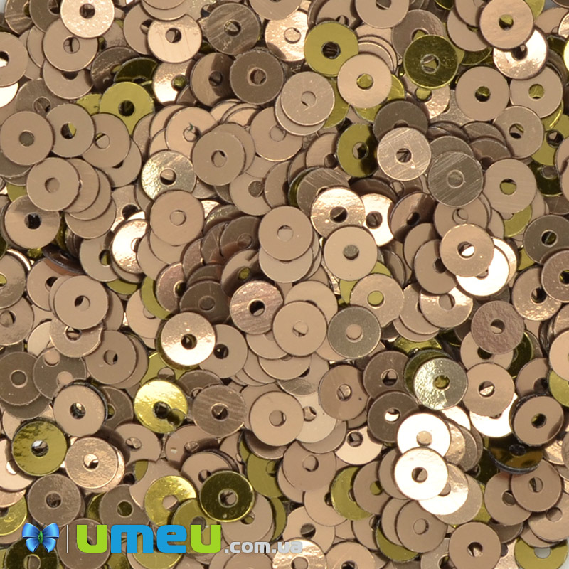 Паєтки Індія круглі плоскі, 4 мм, Мікс бронзовий (PAI-041877)