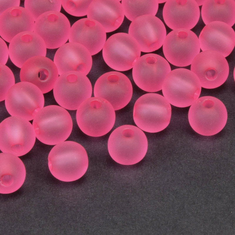 Намистини для сумок ОПТ, Акрилові матові, Круглі, 8 мм, Малинові (BUS-059783)