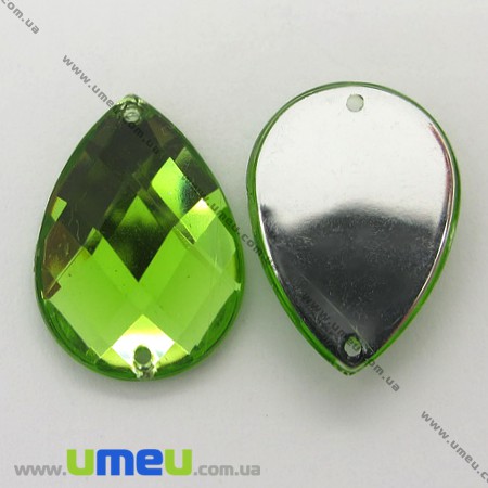Пришивний кристал пласт. Крапля гранована, 21х15 мм, Салатовий (KAB-005241)