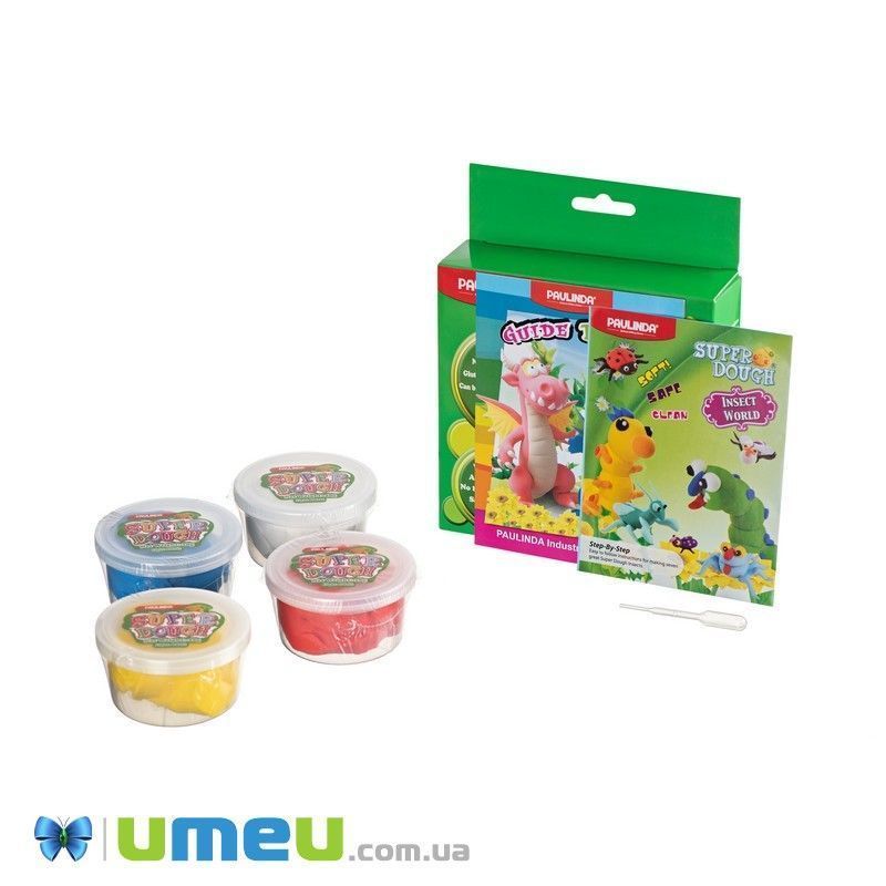 Маса для ліплення Paulinda Super Dough 4*28г буклет "Крок за кроком-Тварини" (DIF-043564)