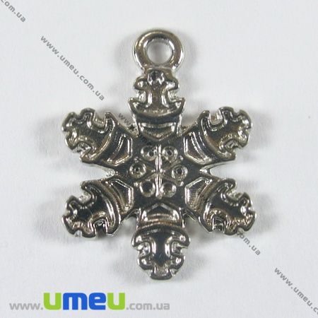 Підвіска метал. Сніжинка, 22х16 мм, Срібло (POD-001193)