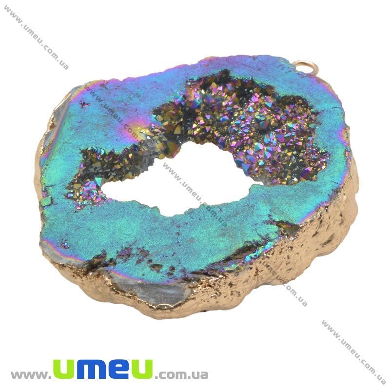 Подвеска из натурального камня, Друза агата, Ирис, 60х53 мм (POD-031594)