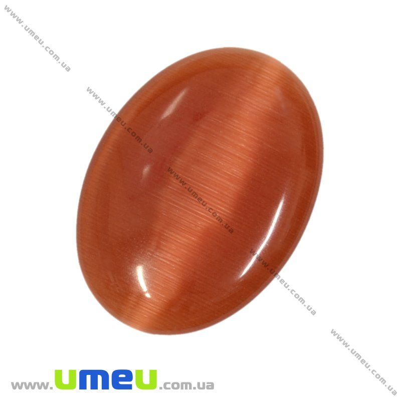 Кабошон Котяче око, 25х18 мм, Червоний, Овал (KAB-008049)