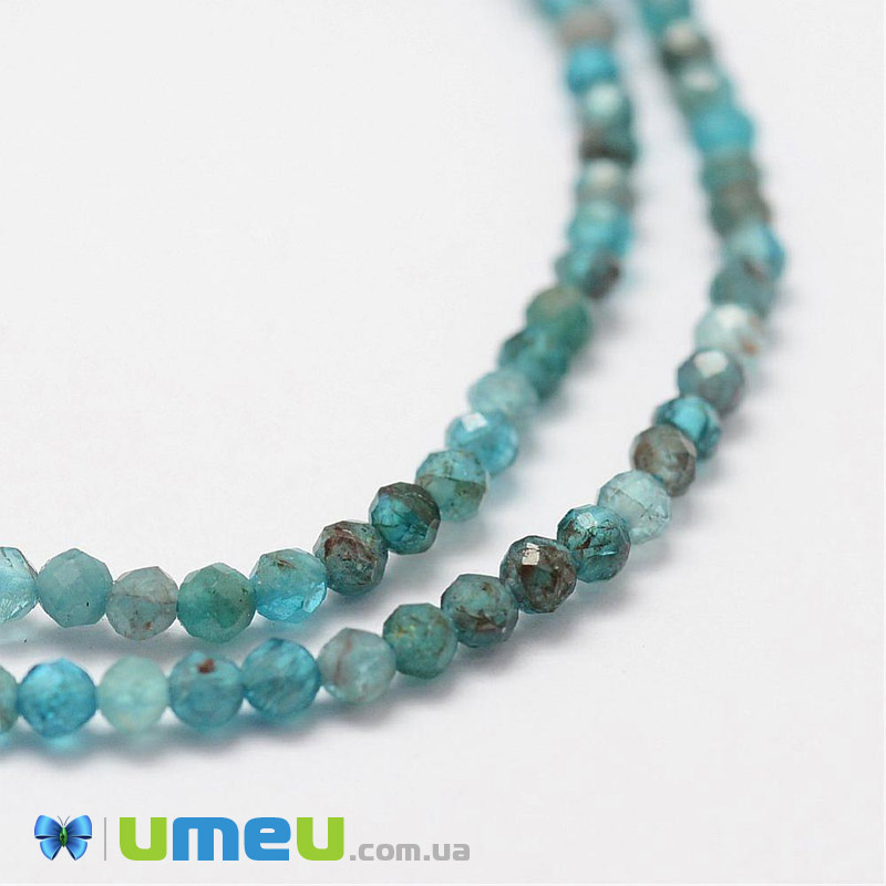 Бусины Апатит, Натур. камень, 2 мм, Круглые граненые (BUS-040887)